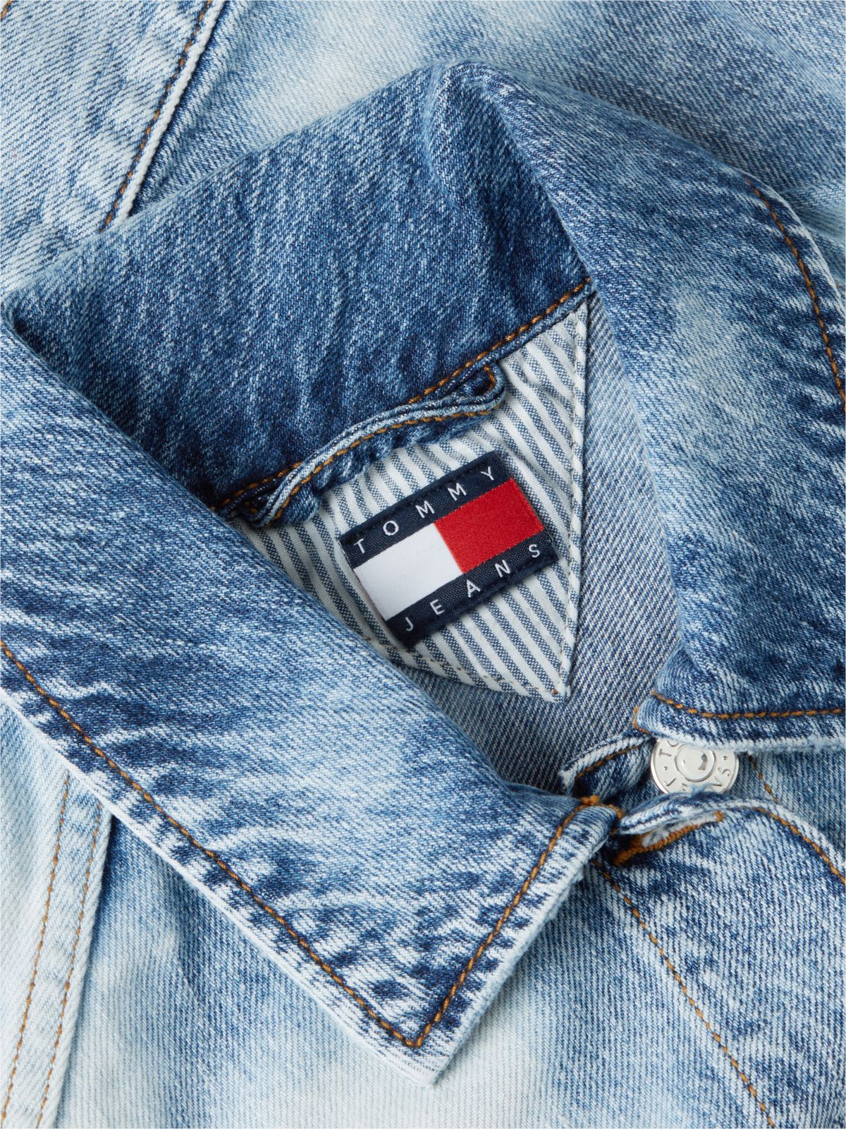 Tie-Dye Denim Cropped Trucker Vest — Blue