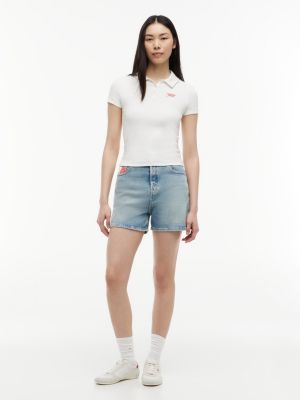 denim vintage mom-shorts aus denim mit mittelhohem bund für damen - tommy jeans