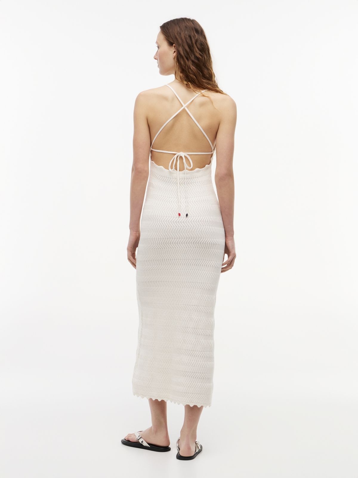 Chevron Knit Slim Cami Dress — Beige