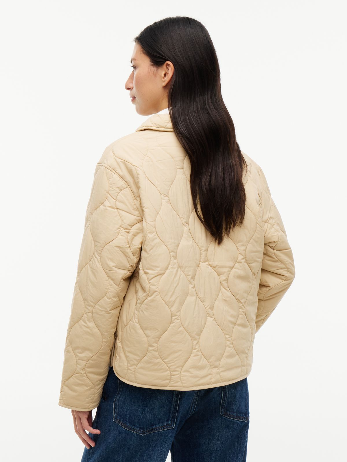 Water Repellent Quilted Relaxed Jacket — Beige