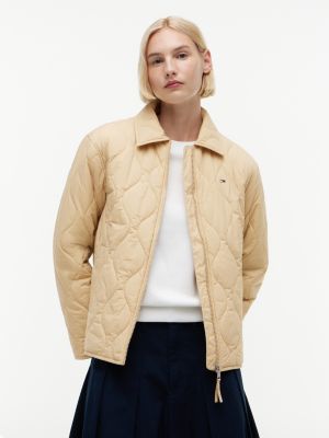 giacca relaxed fit trapuntata idrorepellente beige da donne tommy jeans