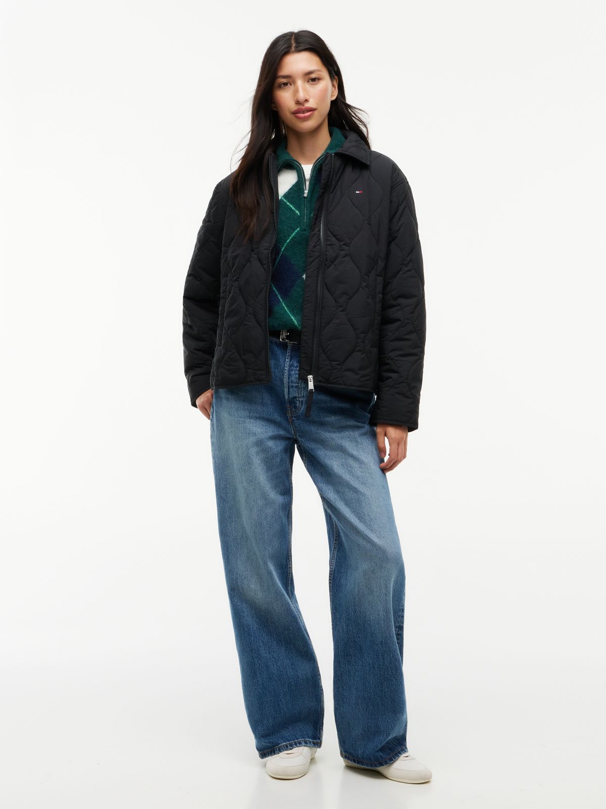 Water Repellent Quilted Relaxed Jacket — Black