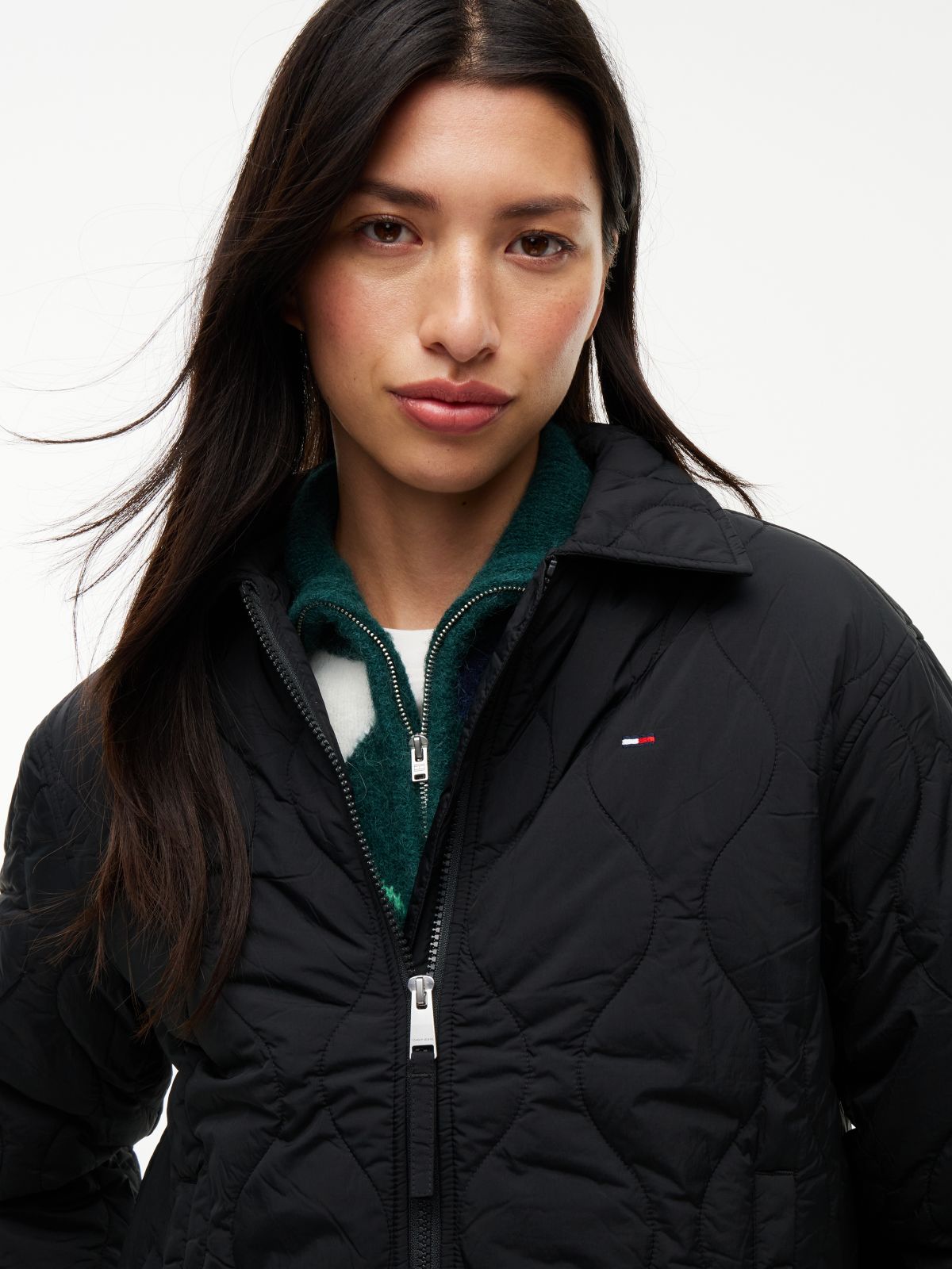 Water Repellent Quilted Relaxed Jacket — Black