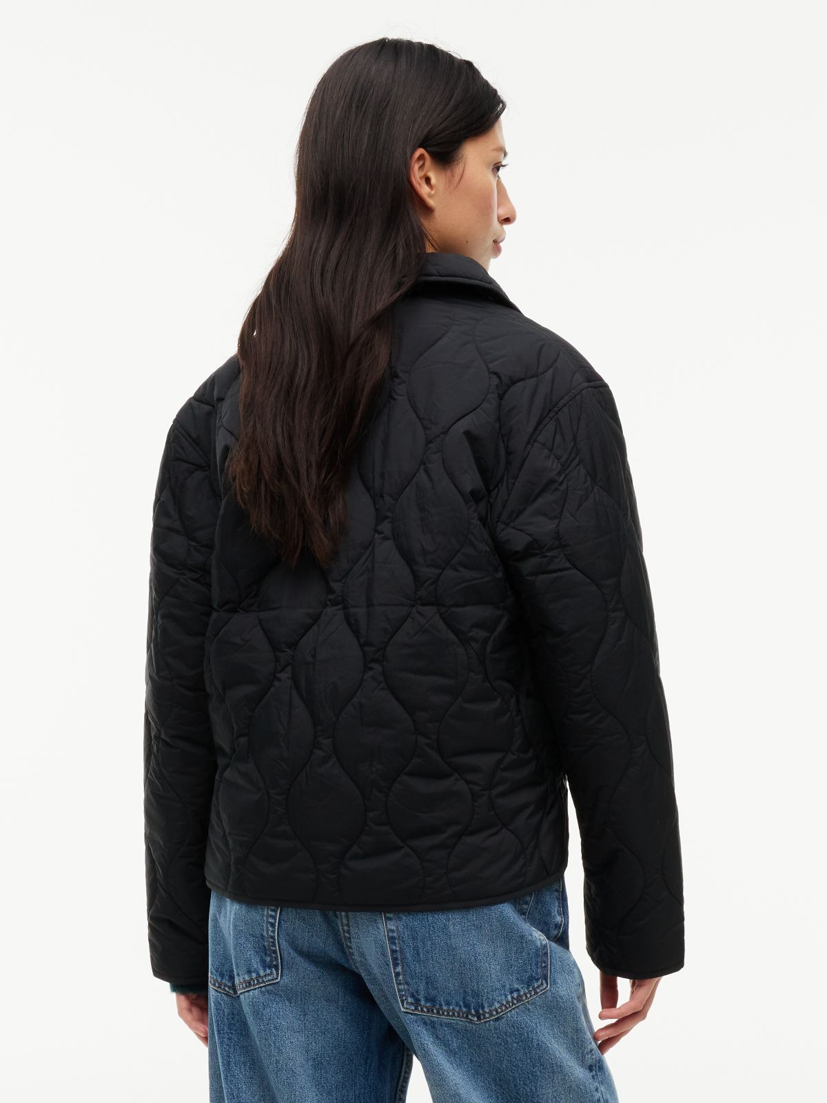 Water Repellent Quilted Relaxed Jacket — Black