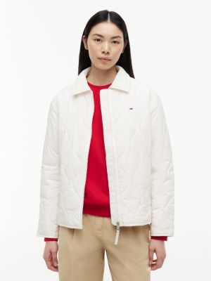 giacca relaxed fit trapuntata idrorepellente white da donne tommy jeans
