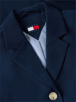 blue gold-tone button regular fit cropped blazer for women tommy jeans