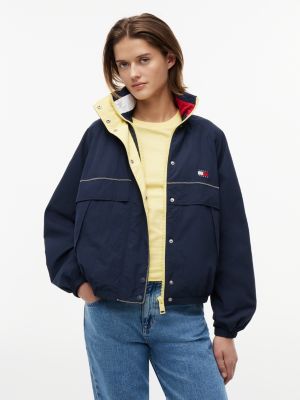 blue water resistant oversized regatta windbreaker for women tommy jeans