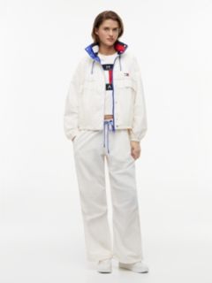 Water Resistant Oversized Regatta Windbreaker — White 2