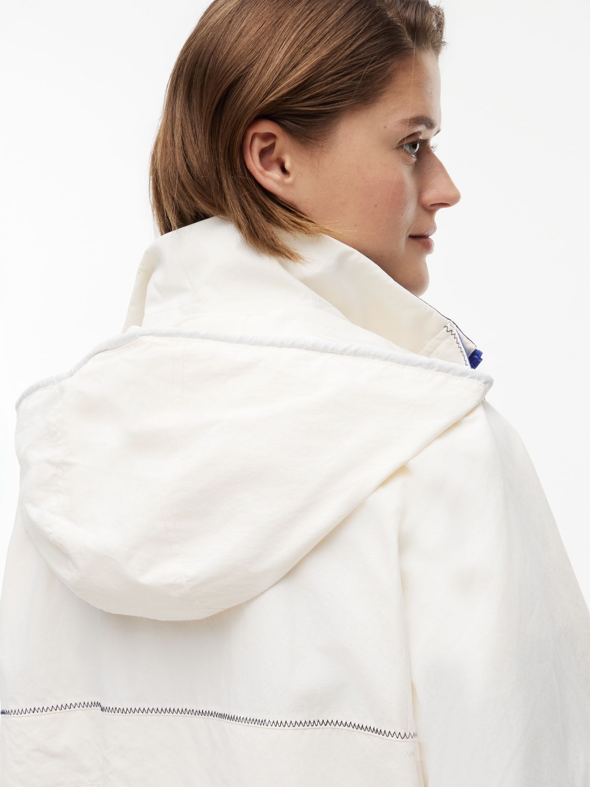 Water Resistant Oversized Regatta Windbreaker — White