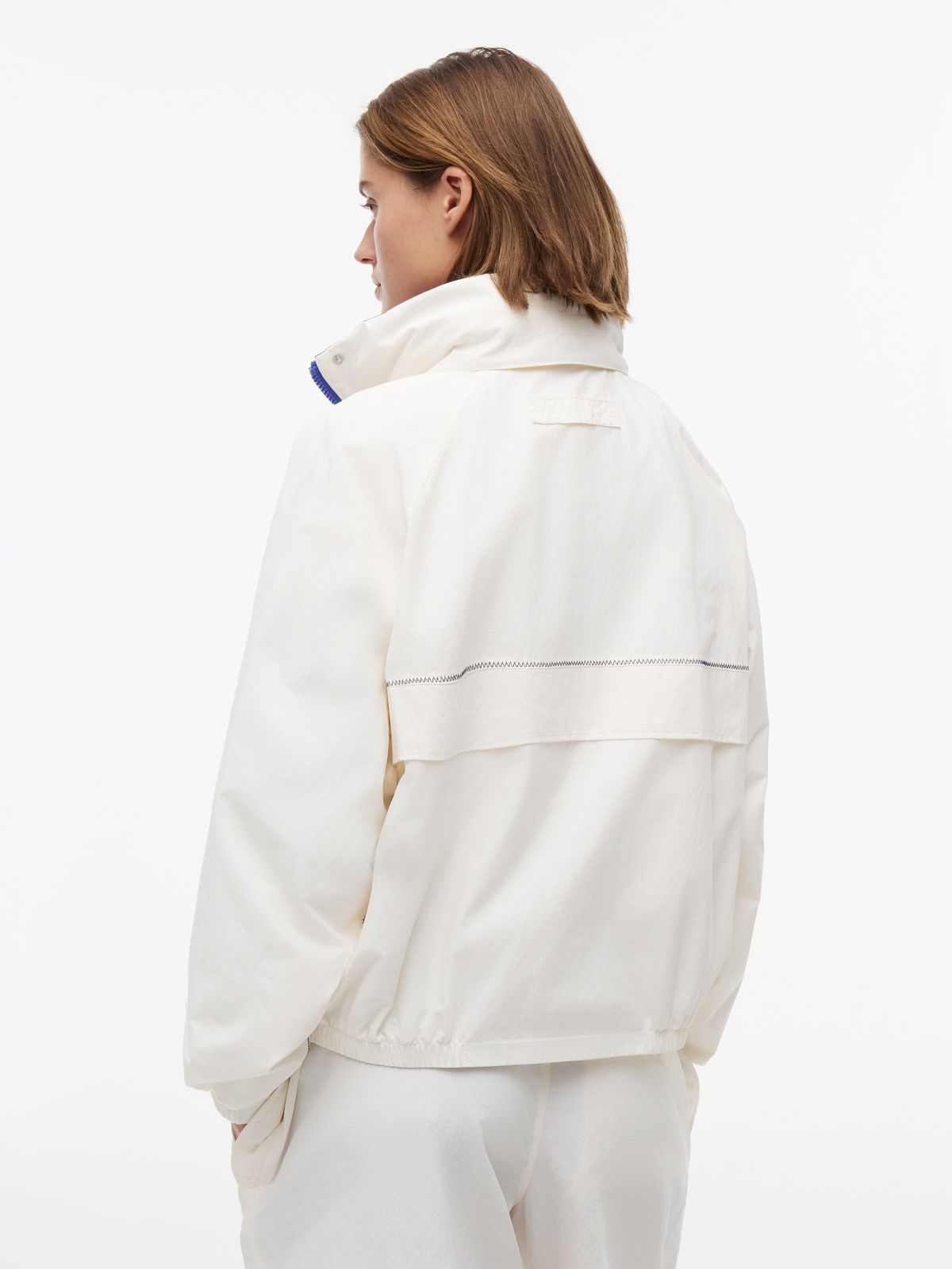 Water Resistant Oversized Regatta Windbreaker — White
