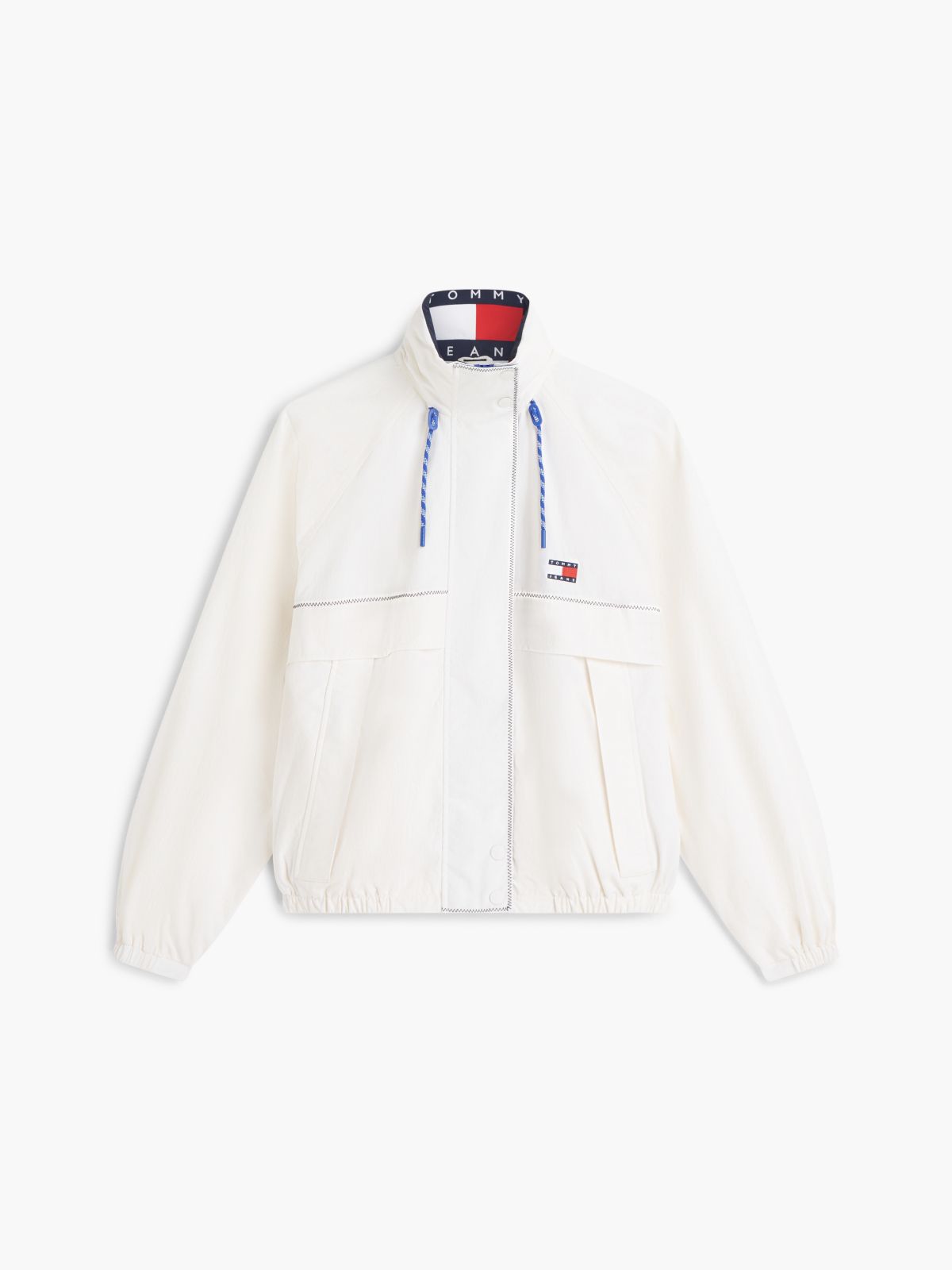 Water Resistant Oversized Regatta Windbreaker — White