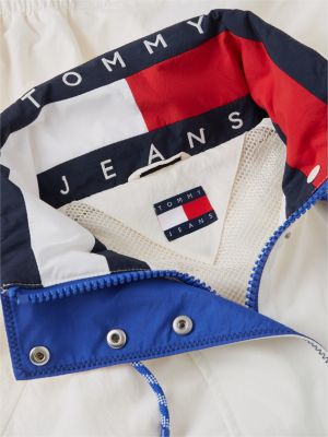 giacca a vento oversize resistente all'acqua bianco da donne tommy jeans