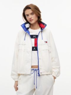 Water Resistant Oversized Regatta Windbreaker — White 1