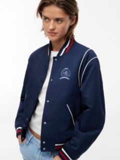 Crest Embroidery Varsity Jacket — Blue 3