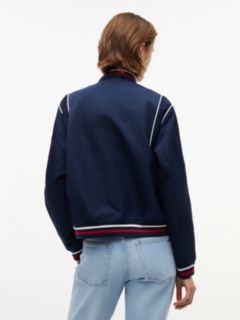 Crest Embroidery Varsity Jacket — Blue 4