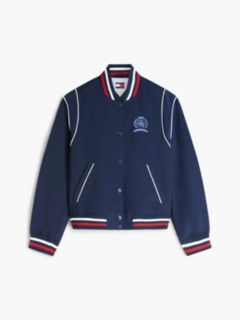 Crest Embroidery Varsity Jacket — Blue 5
