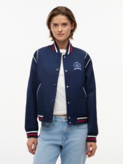 Crest Embroidery Varsity Jacket — Blue 1