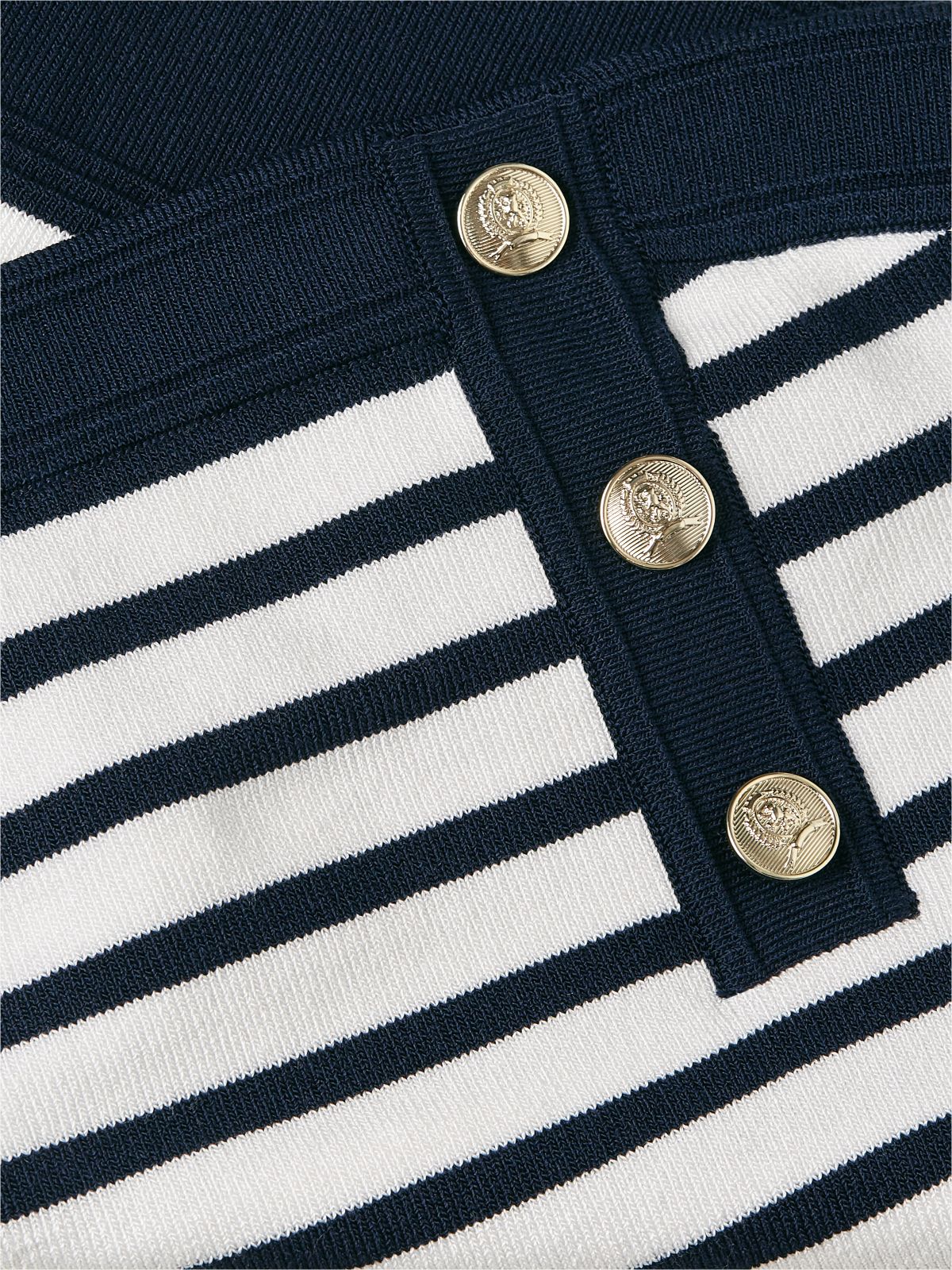 Gold-Tone Button Knit Extra Slim Bandeau — Blue