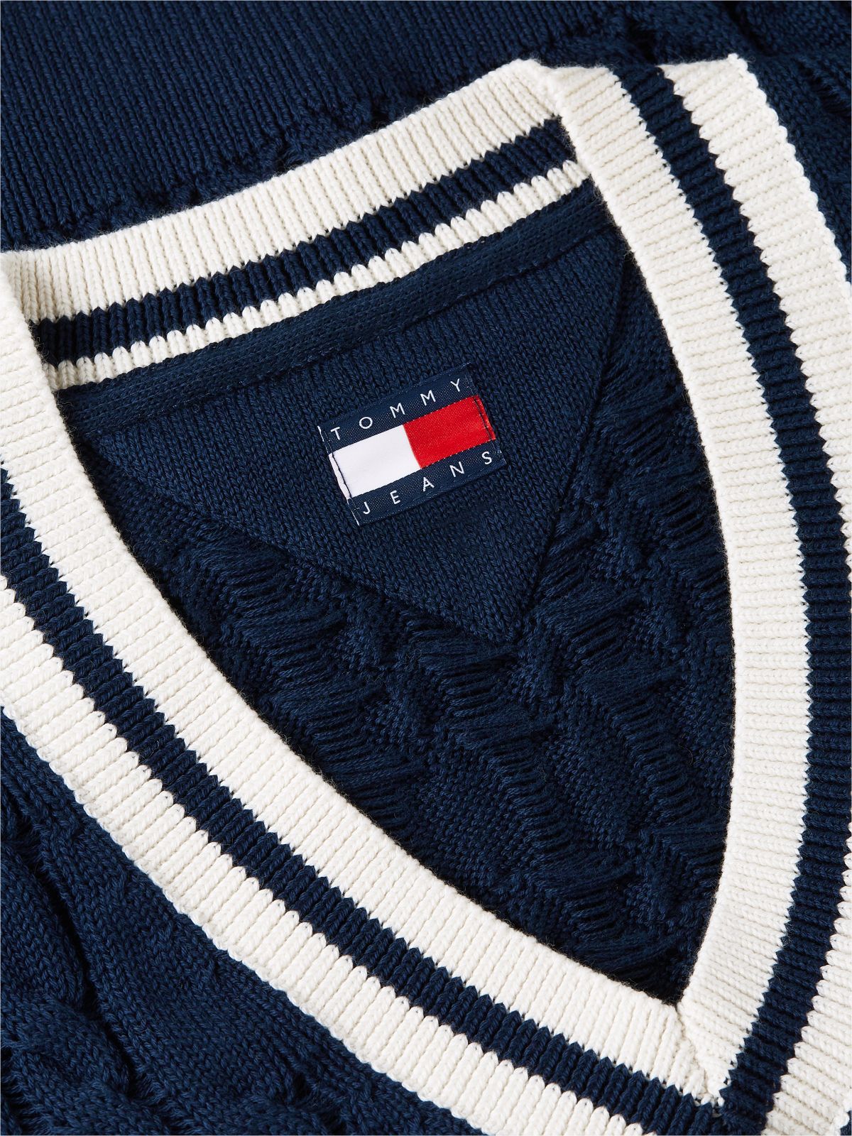 Cable Knit V-Neck Oversized Sweater Vest — Blue