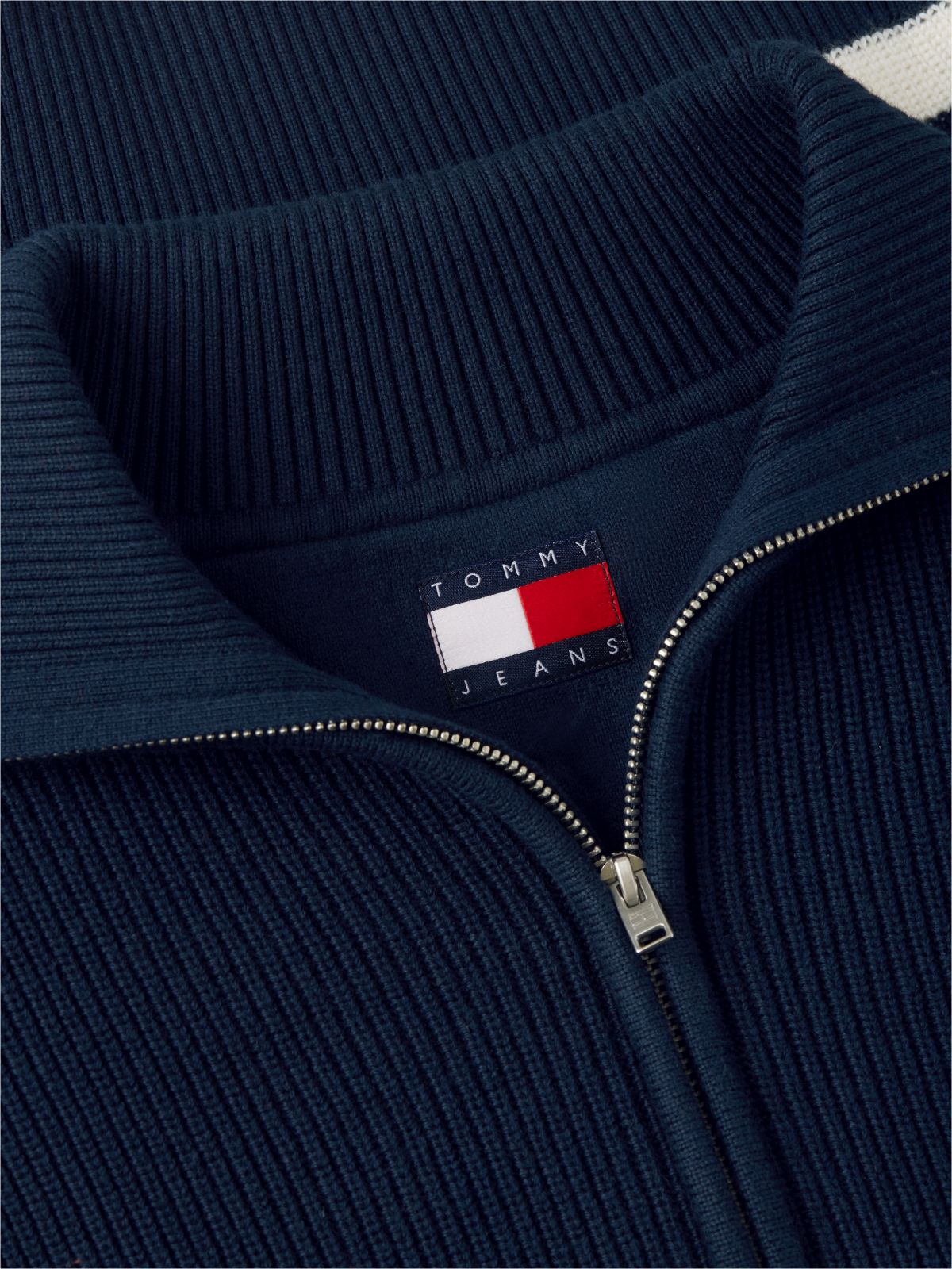 Tommy Badge Stripe Quarter-Zip Jumper — Blue