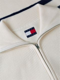 Tommy Badge Stripe Quarter-Zip Jumper — Beige 6