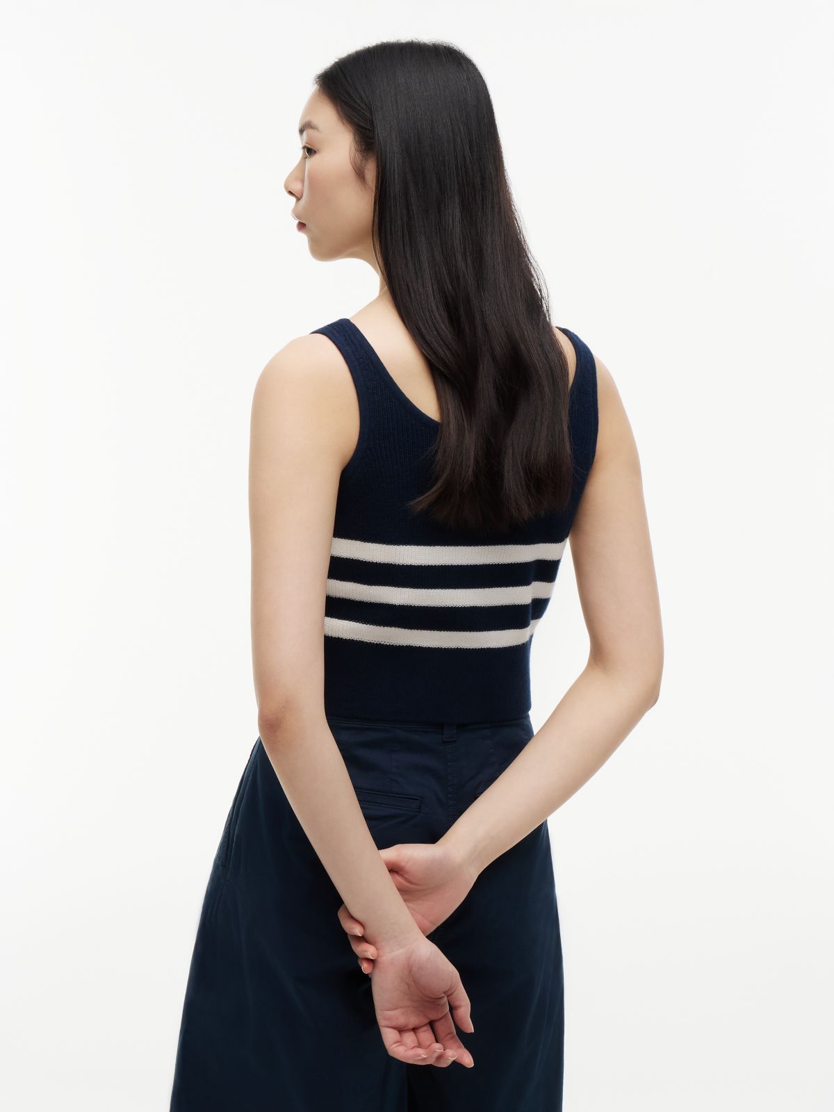 Tommy Badge Stripe Knit Tank Top — Blue
