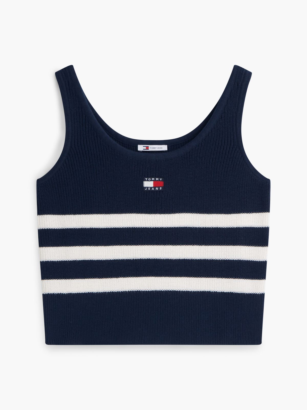 Tommy Badge Stripe Knit Tank Top — Blue