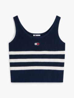 Tommy Badge Stripe Knit Tank Top — Blue 5