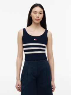 Tommy Badge Stripe Knit Tank Top — Blue 1