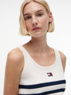Tommy Badge Stripe Knit Tank Top — White 3