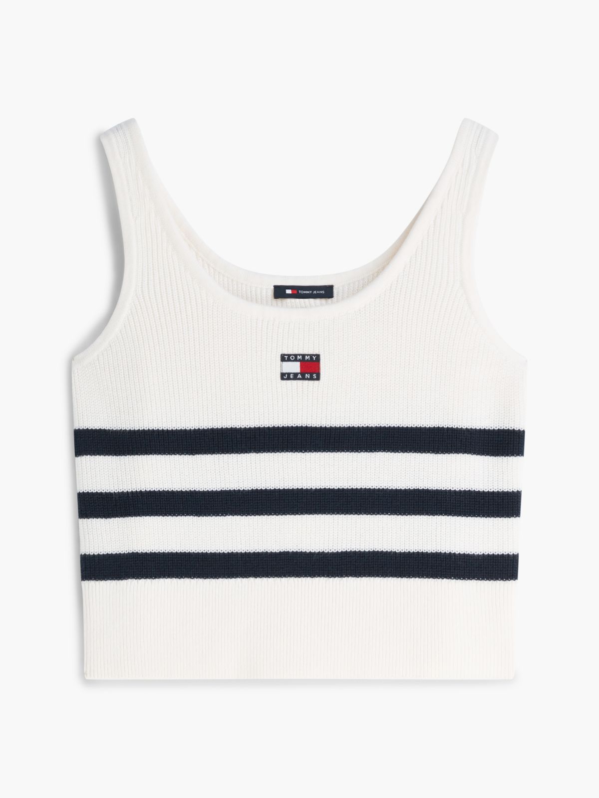 Tommy Badge Stripe Knit Tank Top — White