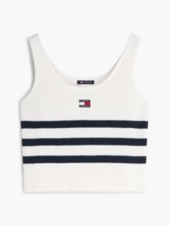 Tommy Badge Stripe Knit Tank Top — White 5