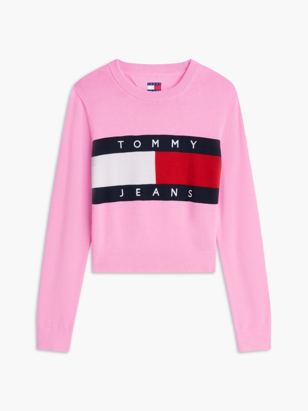 Tommy Flag Crew Neck Jumper — Pink