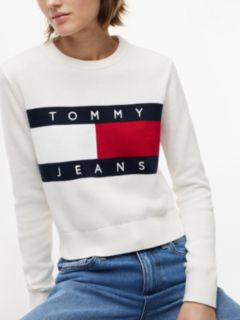 Tommy Flag Crew Neck Jumper — Beige 3
