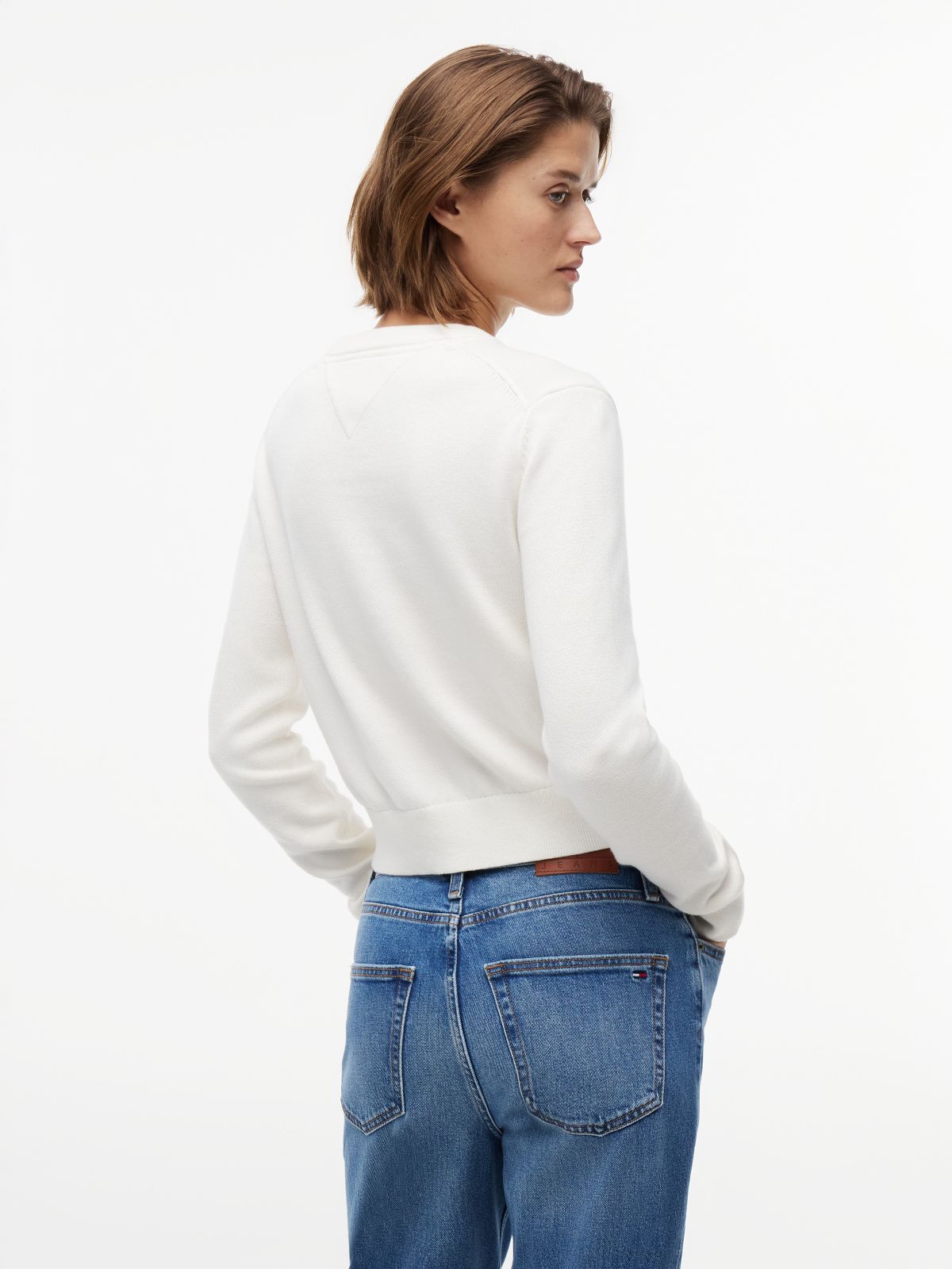Tommy Flag Crew Neck Jumper — Beige