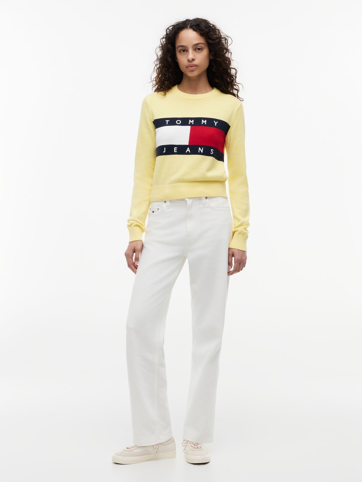 Tommy Flag Crew Neck Jumper — Yellow