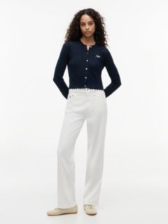 Slim Pointelle Flag Cardigan — Blue 2