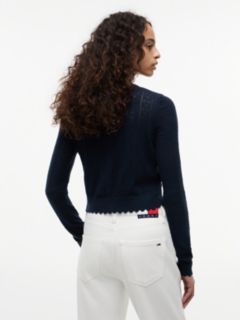 Slim Pointelle Flag Cardigan — Blue 4