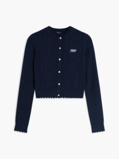 Slim Pointelle Flag Cardigan — Blue 5