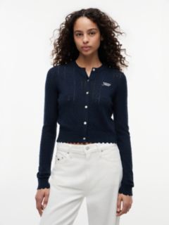 Slim Pointelle Flag Cardigan — Blue 1