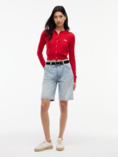 Slim Pointelle Flag Cardigan — Red 2