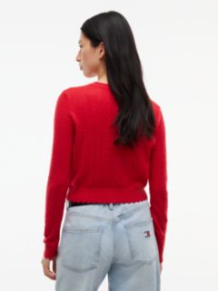 Slim Pointelle Flag Cardigan — Red 4