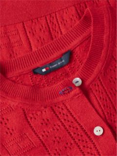 Slim Pointelle Flag Cardigan — Red 6