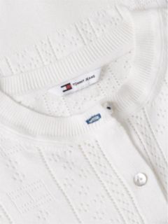 Slim Pointelle Flag Cardigan — White 6