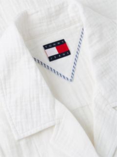 Crinkle Tie Front Short Sleeve Shirt — White 6