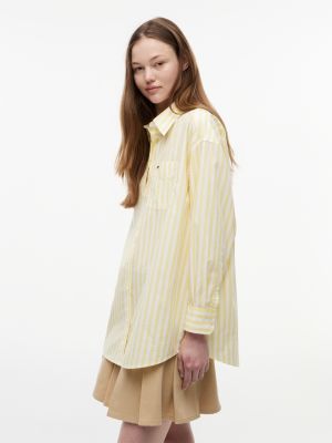 yellow oversized fit poplin shirt for women tommy jeans