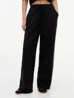 Crinkle Textured Loose Trousers — Black 2