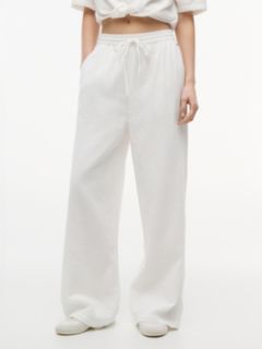 Crinkle Textured Loose Trousers — White 2