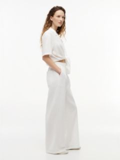 Crinkle Textured Loose Trousers — White 3