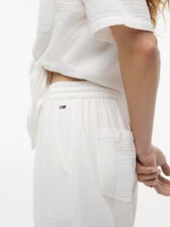 Crinkle Textured Loose Trousers — White 4